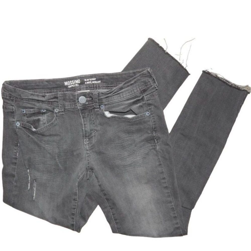 Mossimo women's junior's size 9 skinny distressed charcoal gray jeans